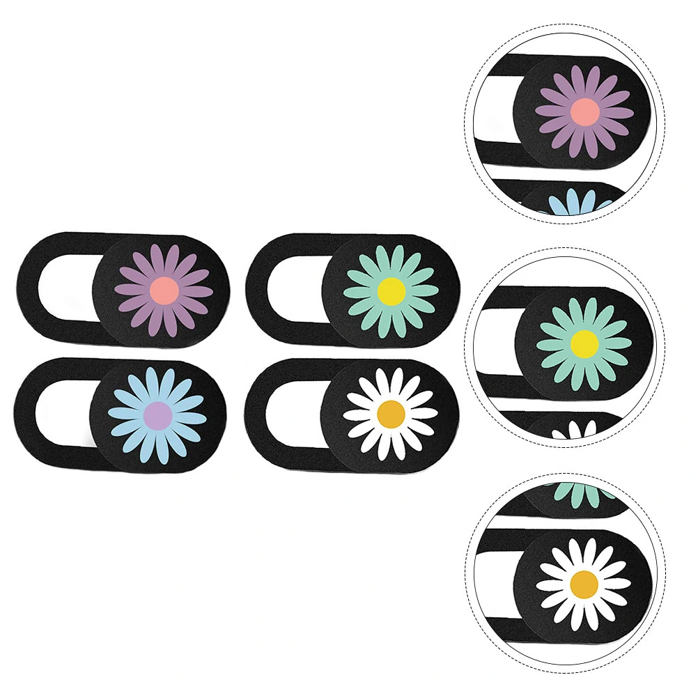 4pcs Daisy Pattern Laptop Camera Cover Ultra Thin Slide Laptop Camera Cover