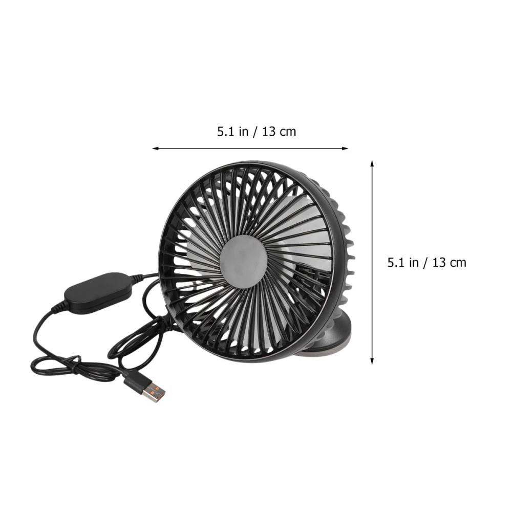 12/24V USB Car Air Cooling Fan Vehicle Dashboard Fans Adjustable Strong Wind Cooler Fan Car Interior Accessories (Black)