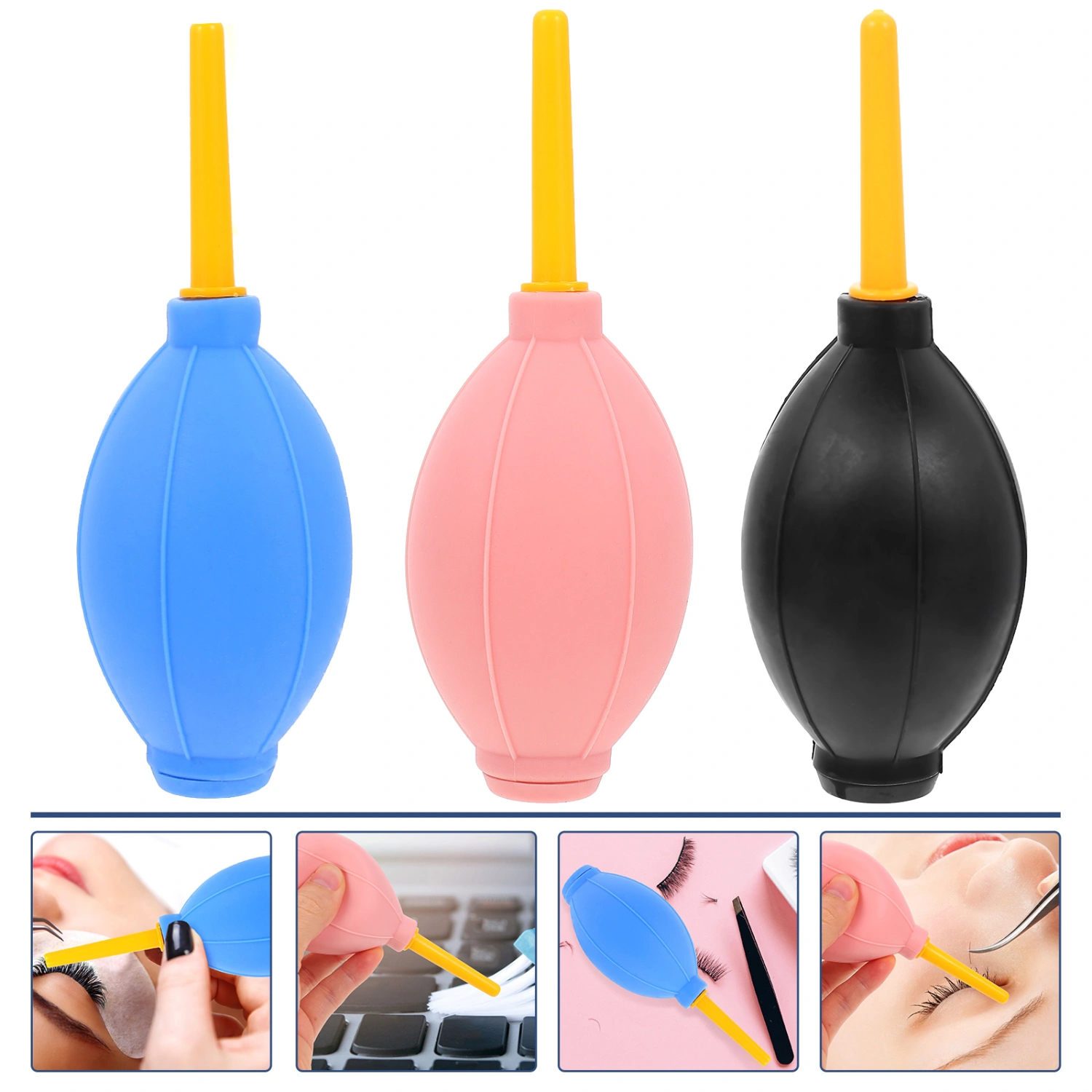 6pcs Dust Blower Cleaners Rubber Bulb Air Pumps Eyelashes Extension Cleaners