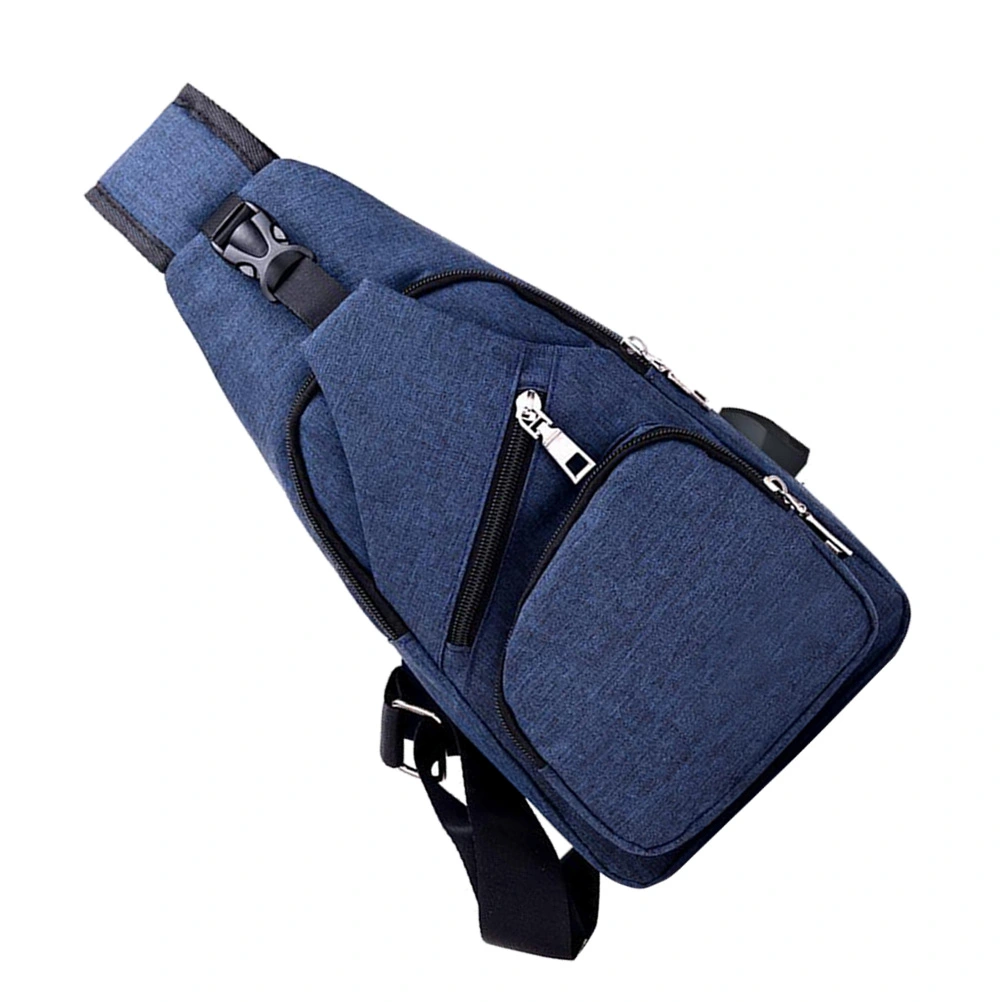 Sling Bag Men Chest Pack Crossbody Bags Causal Daypacks for Hiking Cycling and Travel Bags with USB Charging Port (Blue)