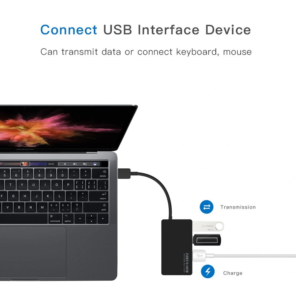 Portable High USB 3.0 Data Expansion Hub Multipurpose USB Splitter for Windows Linux Laptop PC Computer (Black)