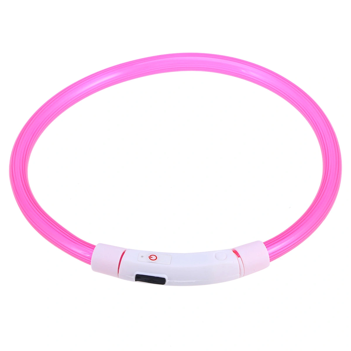 LED Dog Collar USB Rechargeable Glowing pet Dog Collar for Night Safety 50cm (Pink)