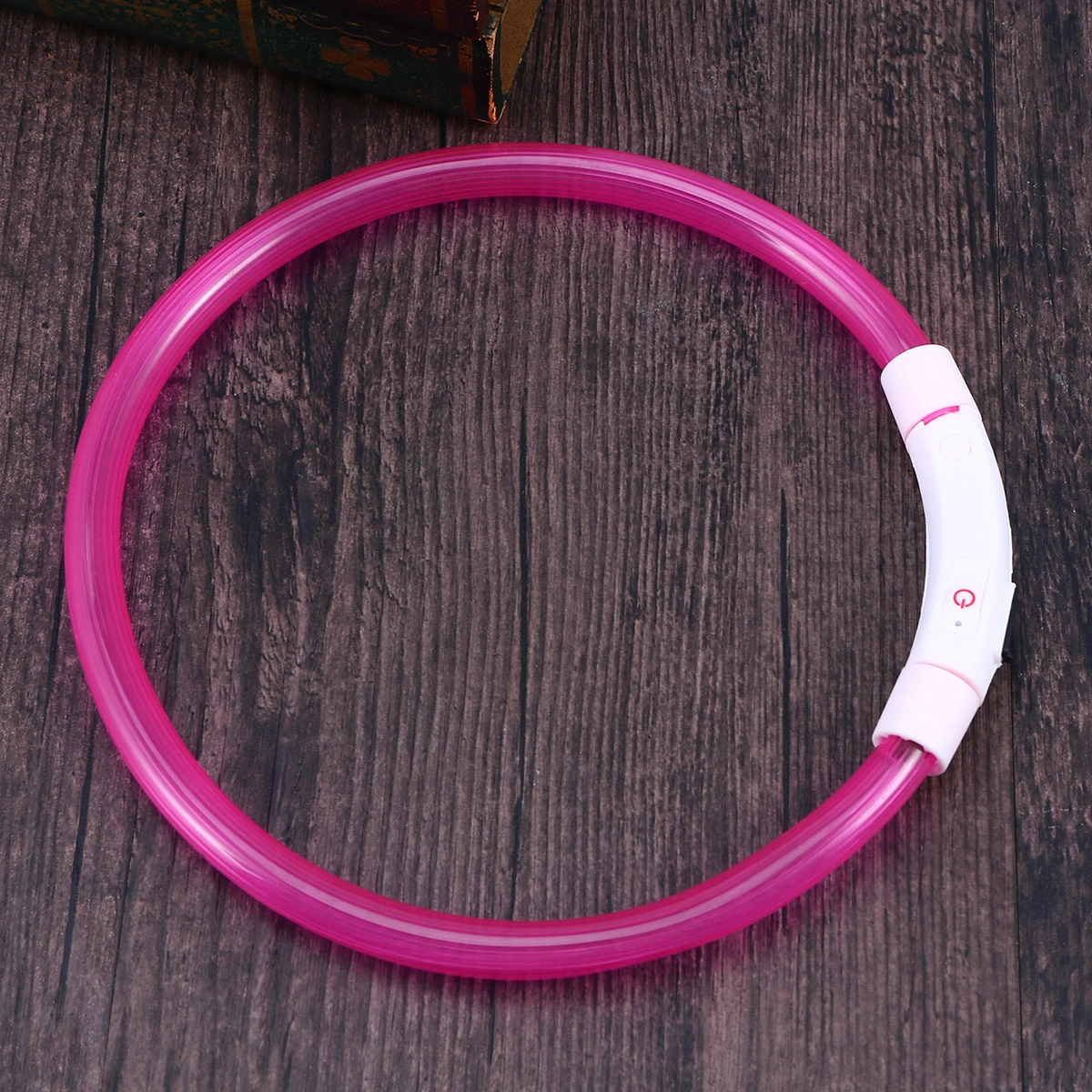 LED Dog Collar USB Rechargeable Glowing pet Dog Collar for Night Safety 50cm (Pink)