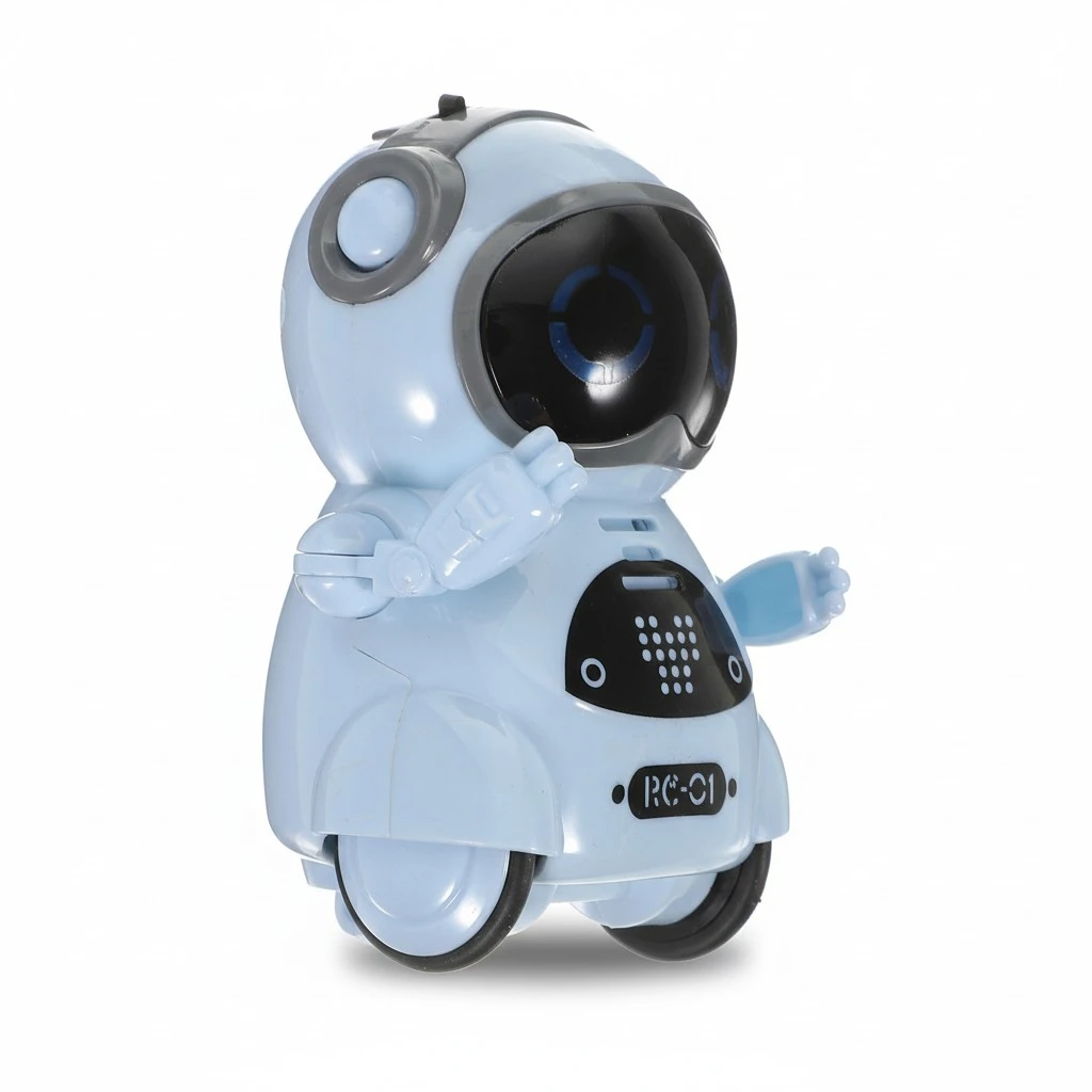 Intelligent Mini RC Robot Toy Talking Sound Control Walking Dancing Singing with LED Light for Kids (Sky-blue)