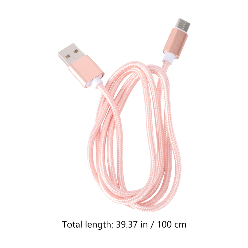 1M USB Magnetic Cable 2.1A Nylon Braided Fast Charging and Data Sync Charger Adapter Cable Cord with LED Indicator for Smart Phone and Tablets (Rose Gold)