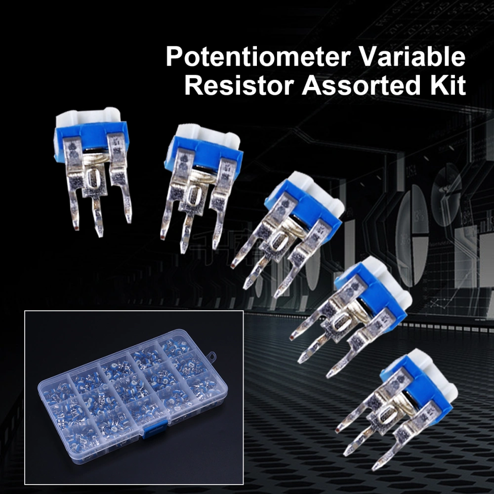 280pcs 14 Values Potentiometer Variable Resistor Assorted Kit (Blue & White)