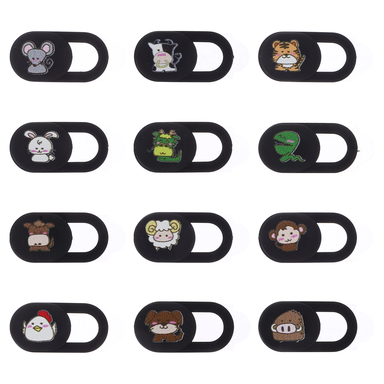 12pcs Cartoon Animal Camera Cover Slide Phone Webcam Slider Camera Cover