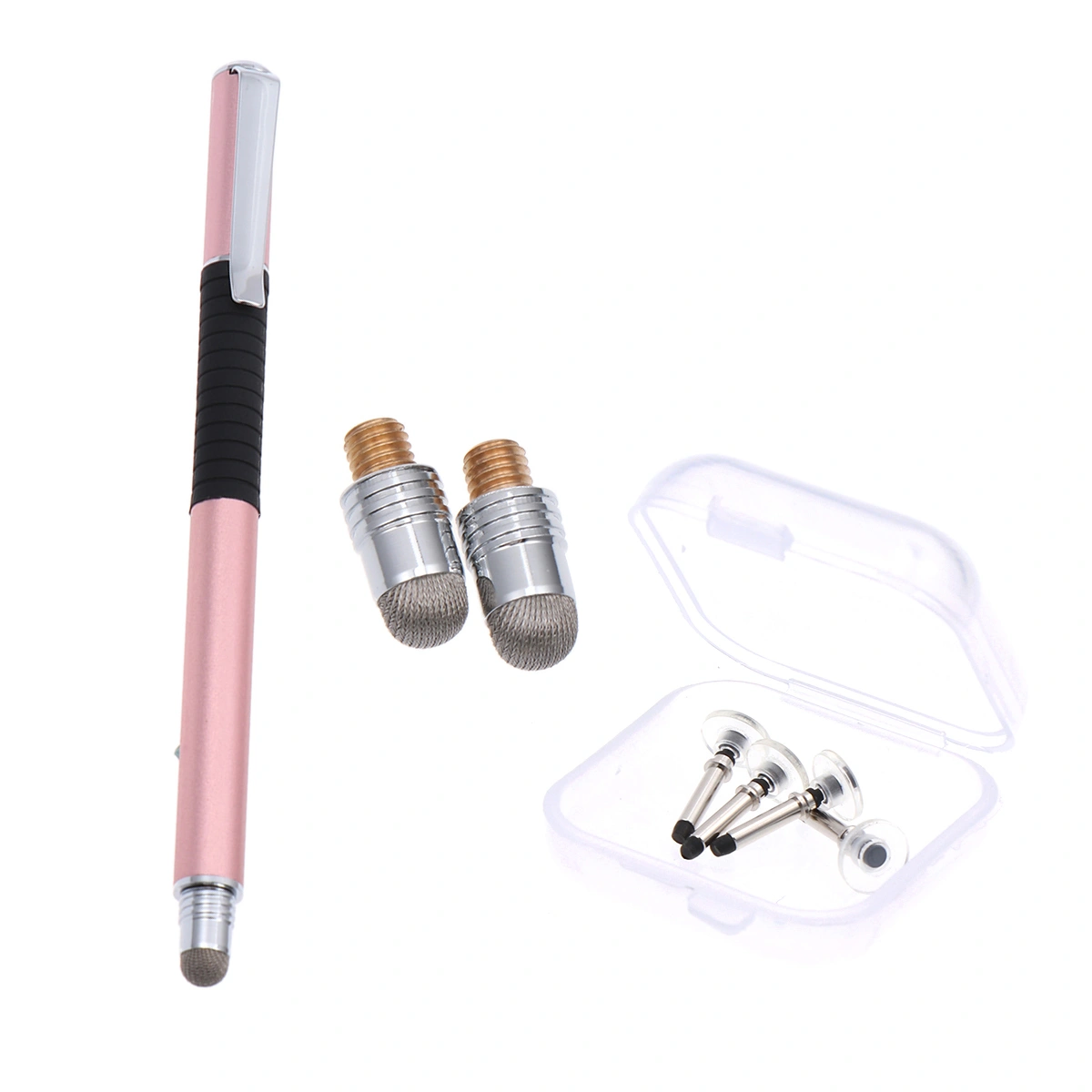 5pcs 2-in-1 Capacitive Stylus Set with Replacement Tips Double-End Touch Pen Handwriting Capacitive Pens Rose Gold
