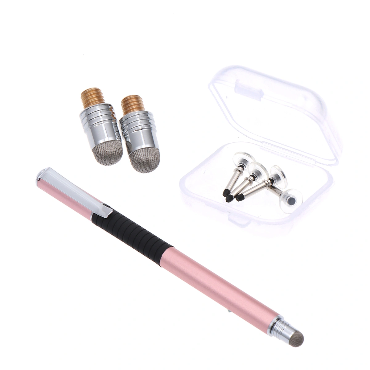5pcs 2-in-1 Capacitive Stylus Set with Replacement Tips Double-End Touch Pen Handwriting Capacitive Pens Rose Gold