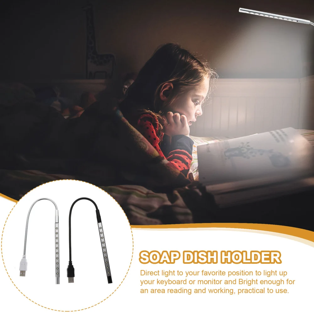 2PCS USB Powered Reading Lamp Gooseneck Tube 10-LED Table Studying Table Light