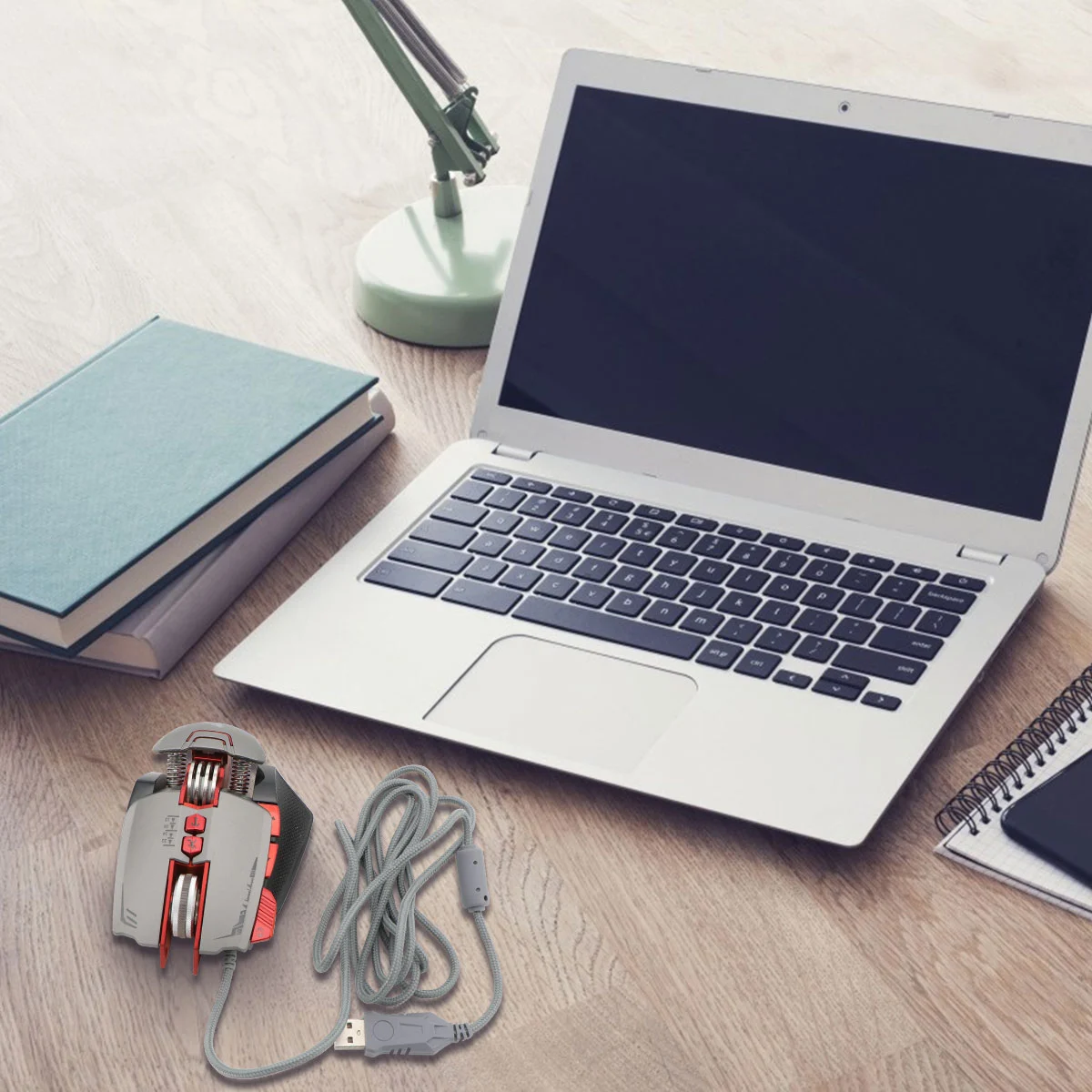 1PC V9 Mechanical Game Mouse USB Plug Notebook Mouse Wired Luminous Mouse Stylish Cool Computer Mouse for Home (Silver)