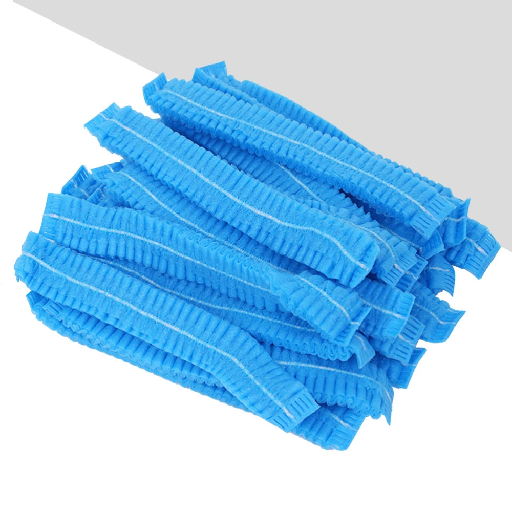 200pcs Disposable Hair Non-woven Dust Bouffant for Medical Service Food Baking Makeup (Blue)