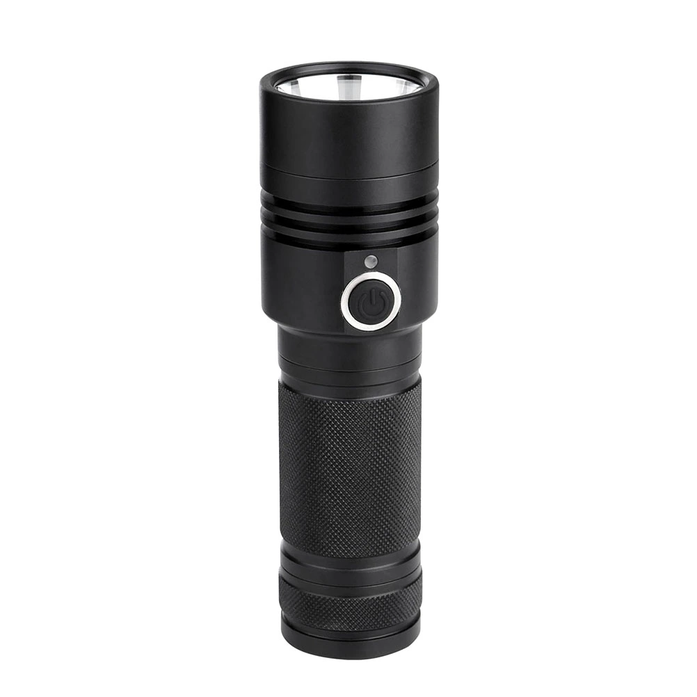 USB Rechargeable LED Flashlight 1100LM 4-Mode Water-Resistant White Light Torch for Camping and Hiking (Black)