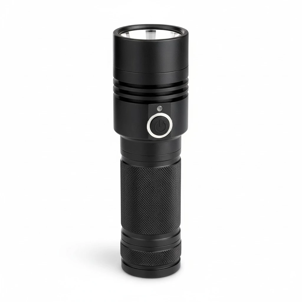 USB Rechargeable LED Flashlight 1100LM 4-Mode Water-Resistant White Light Torch for Camping and Hiking (Black)