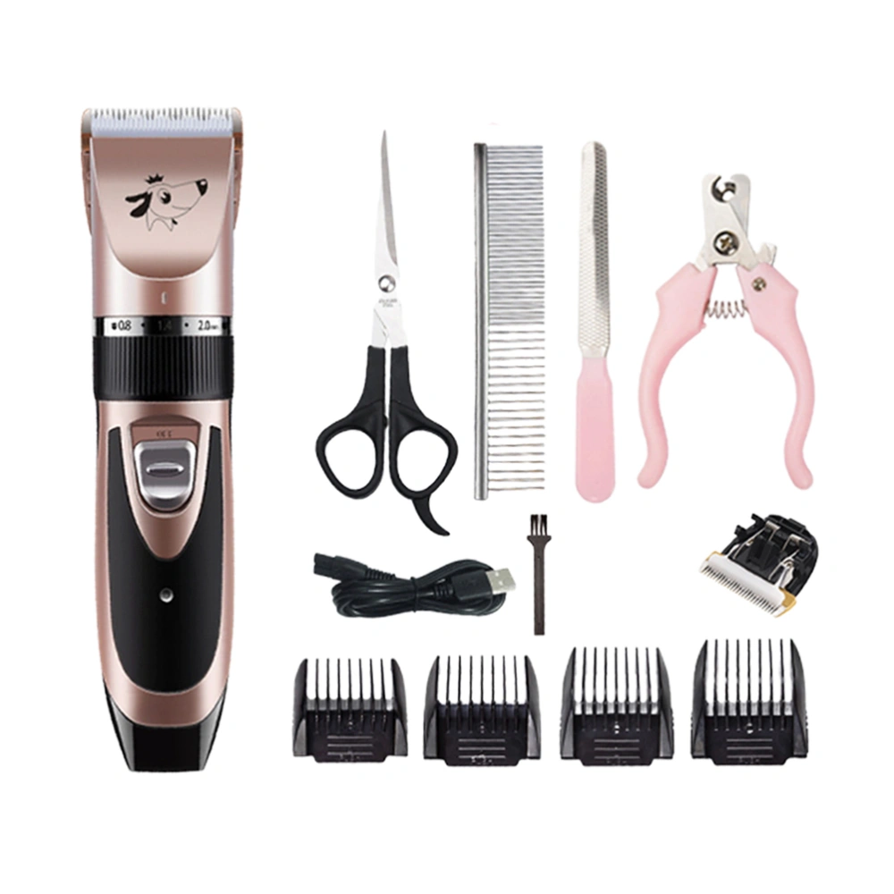 Electric Professional Pet Dog Hair Trimmer Clipper Cutter USB Rechargeable Cat Electric Hair Grooming Pets Beauty Tool (Rose Gold Standard Type+4pcs Tools+Blade Head)