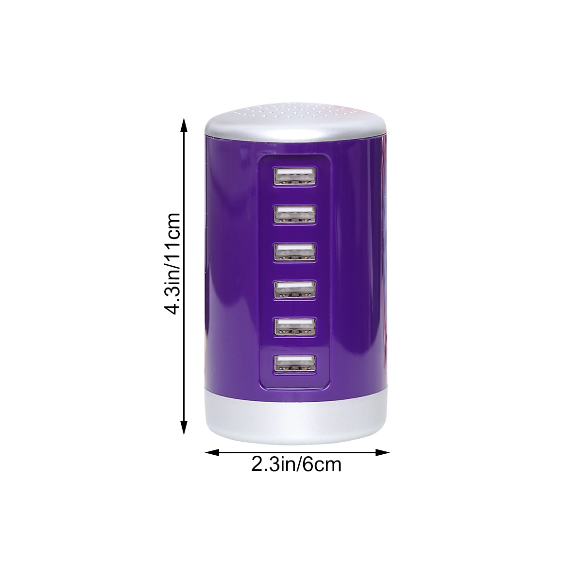 6 Port USB HUB Power Adapter Mobile Phone Charger Desk Charging Plate With US Plug(Purple)