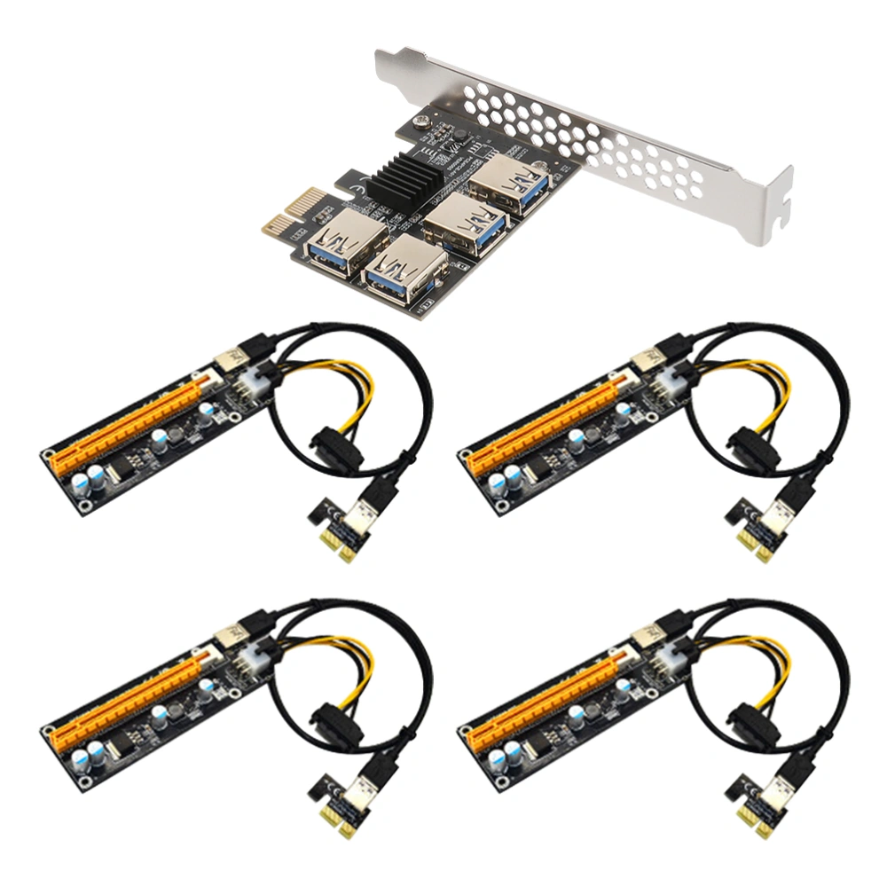 1 Set PCI-E Extender 4-Port USB 3.0 PCI-E Mining Extender 4-Port USB Adapter