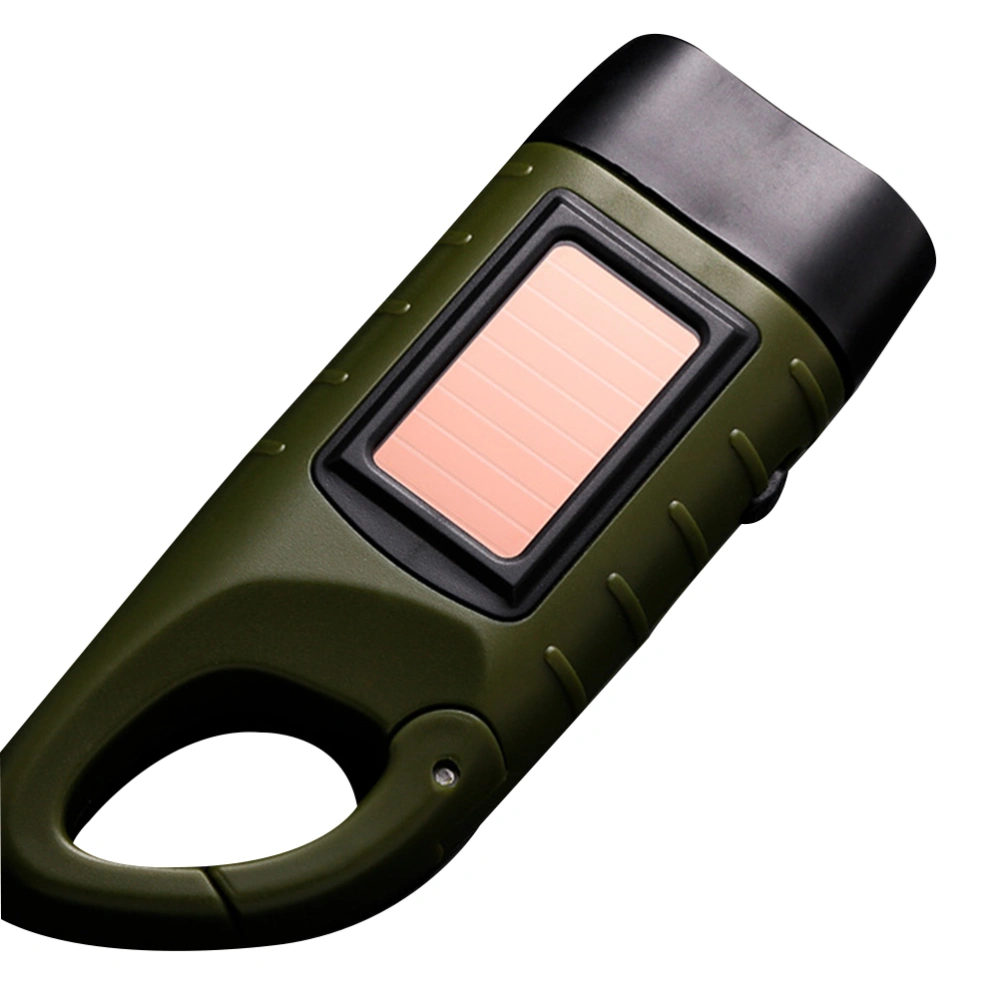 Mini Portable Hand crank Solar Flashlight Rechargeable Emergency LED Wind Up Flashlight Torch Light Lamp for Outdoor Camping Mountaineering (Green)