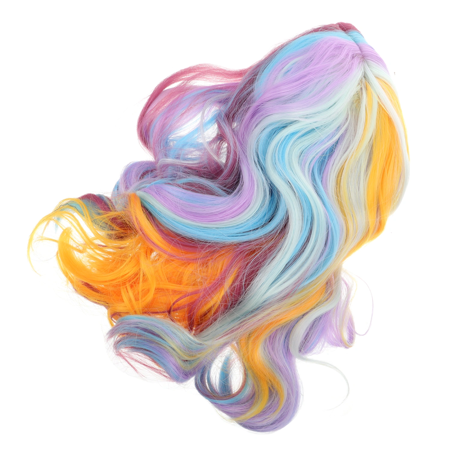 Rainbow Color Wig Shoulder Length Short Wig Cosplay Wavy Wig Party Costume