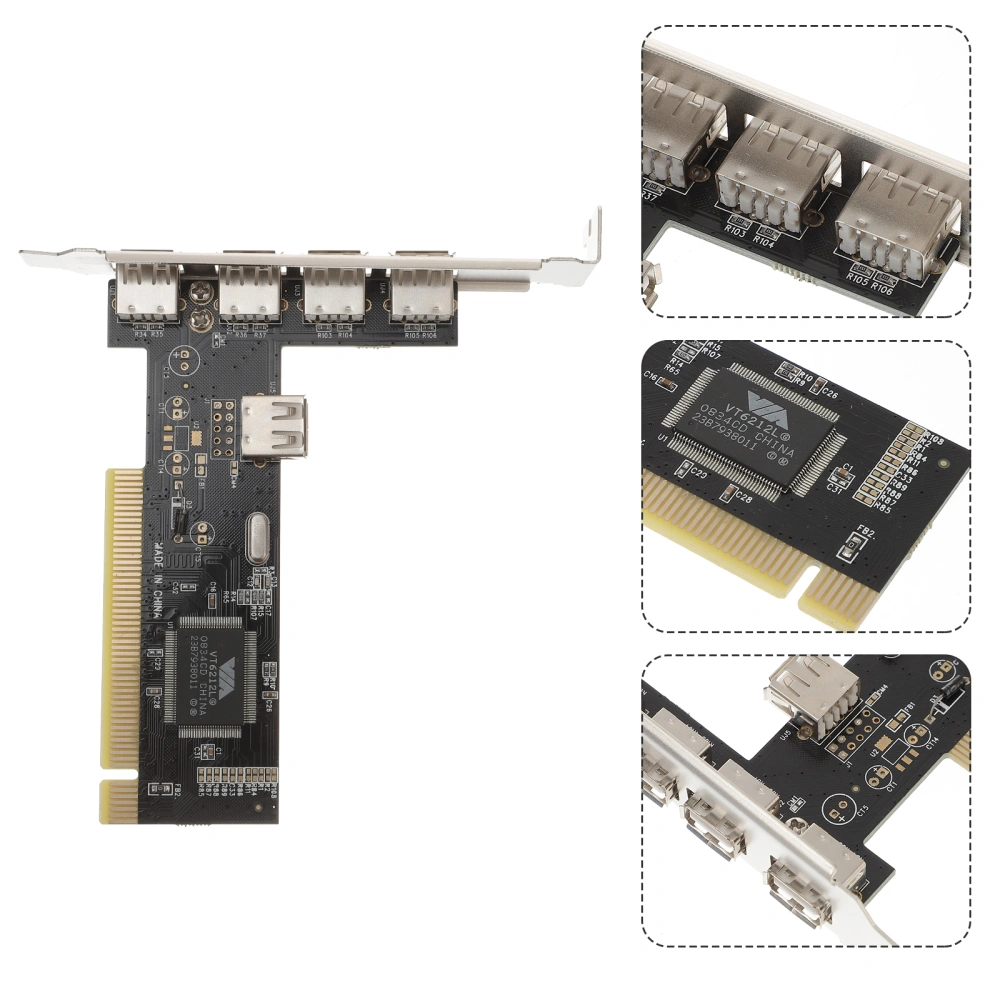 PCI-E Extender 5-port USB 2.0 PCI-E Extension Adapter Computer Accessory