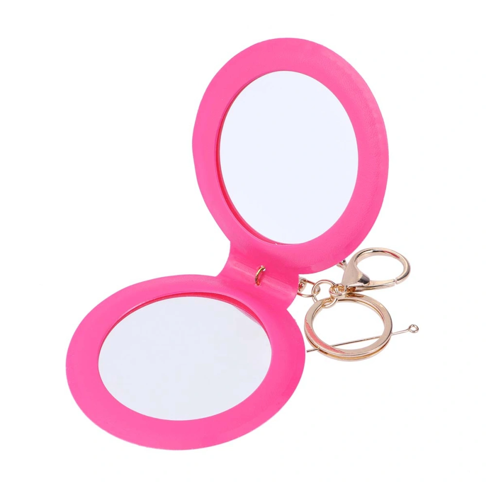 Mini Pocket Makeup Mirror Cosmetic Compact Mirrors Portable Double Sides PU Leather Frame Make up Mirror for Women (Rosy)