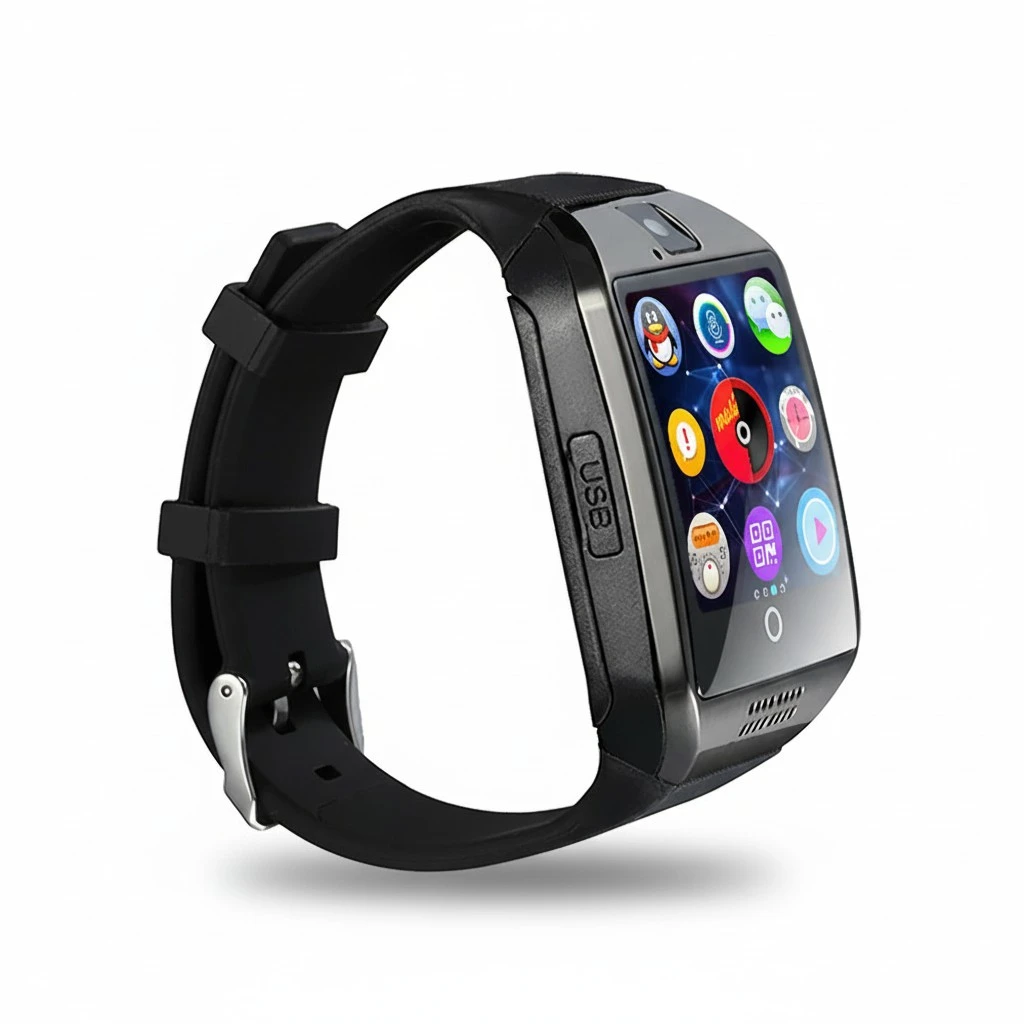 Q18 Smart Wrist WatchUSB Charging Smartwatch Phone with Camera TF/SIM Slot GSM Anti-lost for Android (Grey)