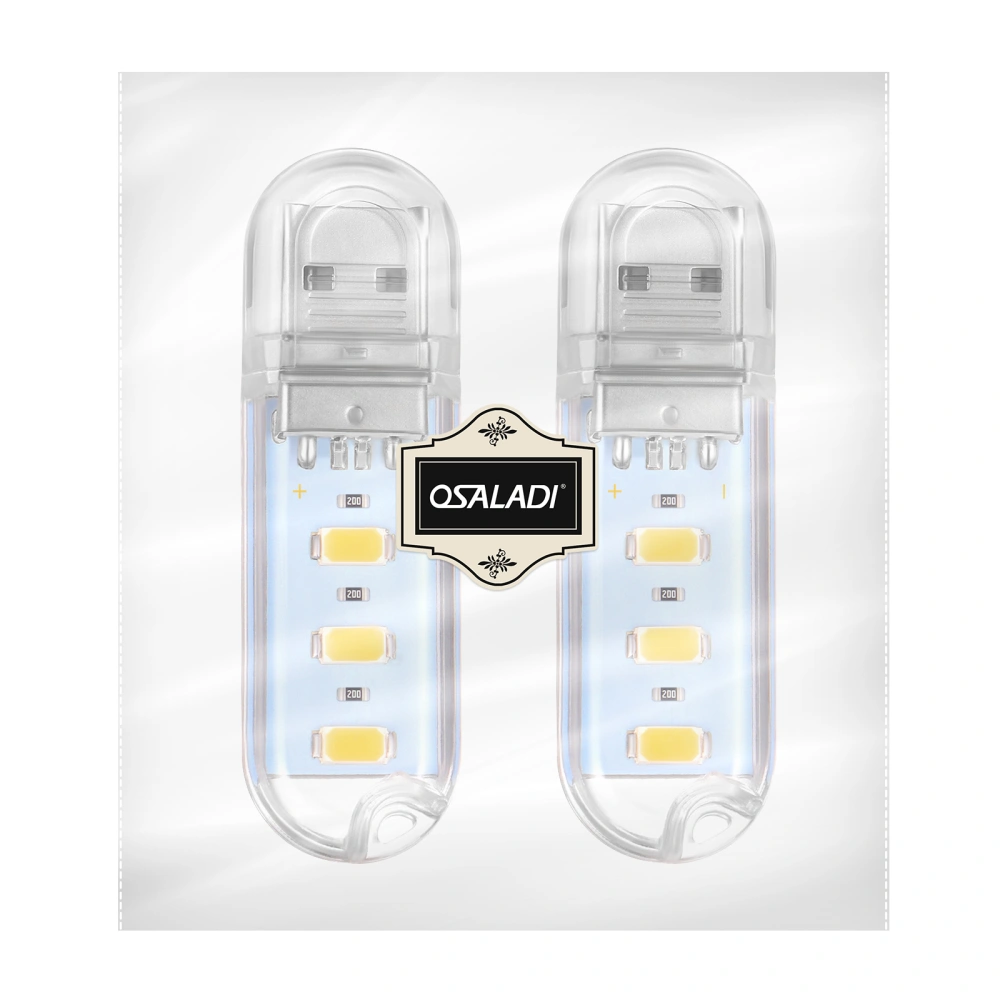 OSALADI 2PCS Mini Portable LED Night Light U Disk USB Light for Reading Outdoor Camping (Warm Light)