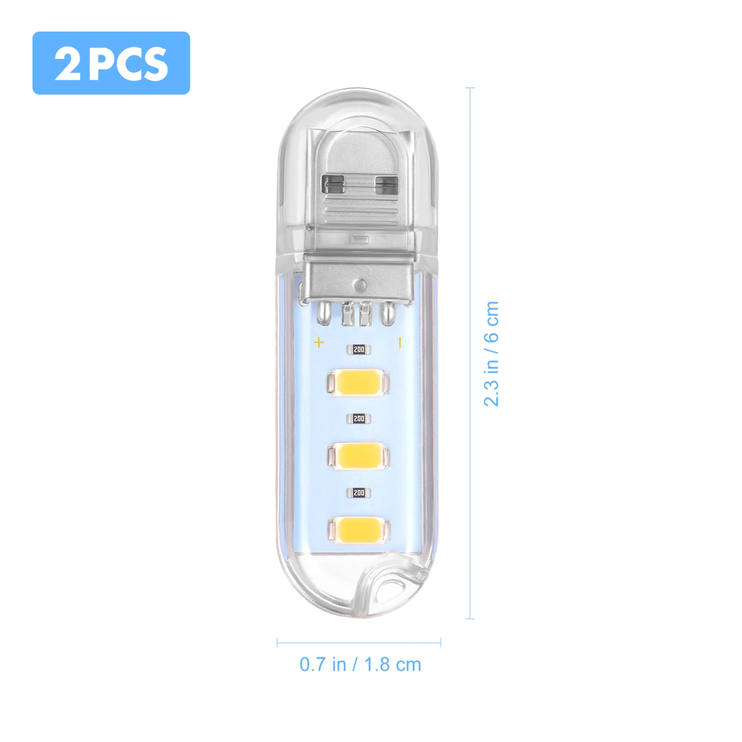 OSALADI 2PCS Mini Portable LED Night Light U Disk USB Light for Reading Outdoor Camping (Warm Light)