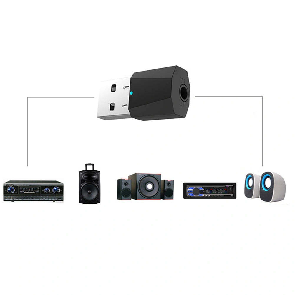 Audio Receiver USB Audio Receiver 3.5 MM AUX Vehicle Mounted Phone Audio Adapter (Black)