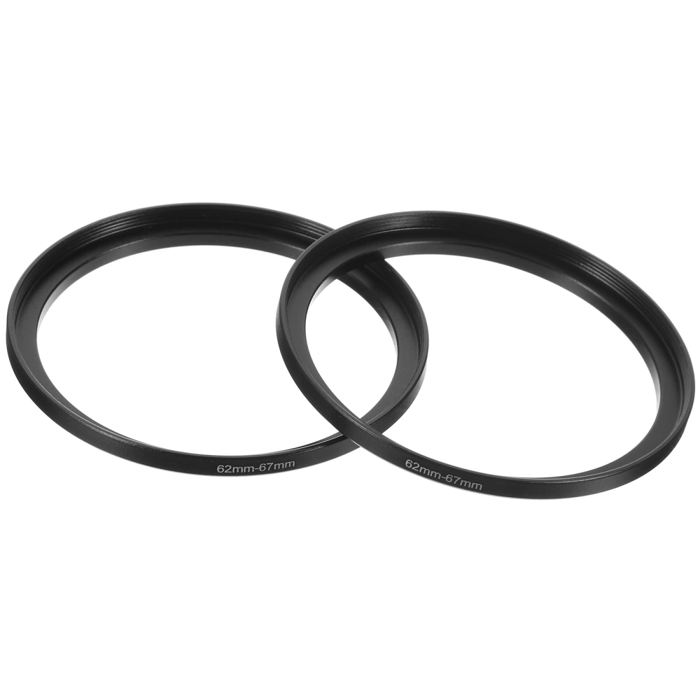 2pcs Camera Lens Adapter Aluminum Alloy Camera Ring Threaded Filter Ring Supply(62-67mm)