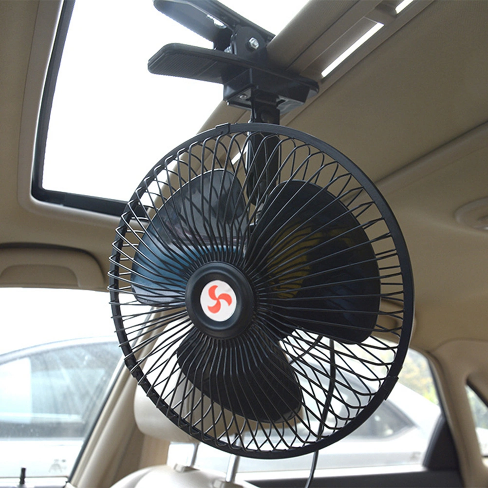 12V Portable Dashboard Oscillating Cooling Clip On Fan for Car Vehicle (Black)
