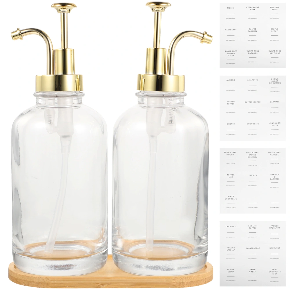 1 Set of Glass Lotion Bottle Pump Design Decorative Coffee Syrup Dispenser Kitchen Syrup Bottle