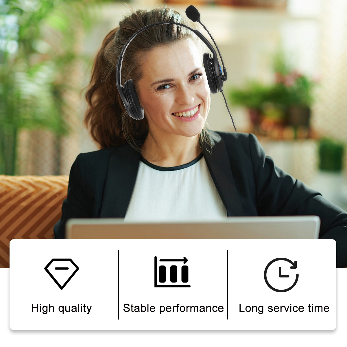 Head-mounted Earphone Gaming Headset Computer Wired Headphone with Microphone