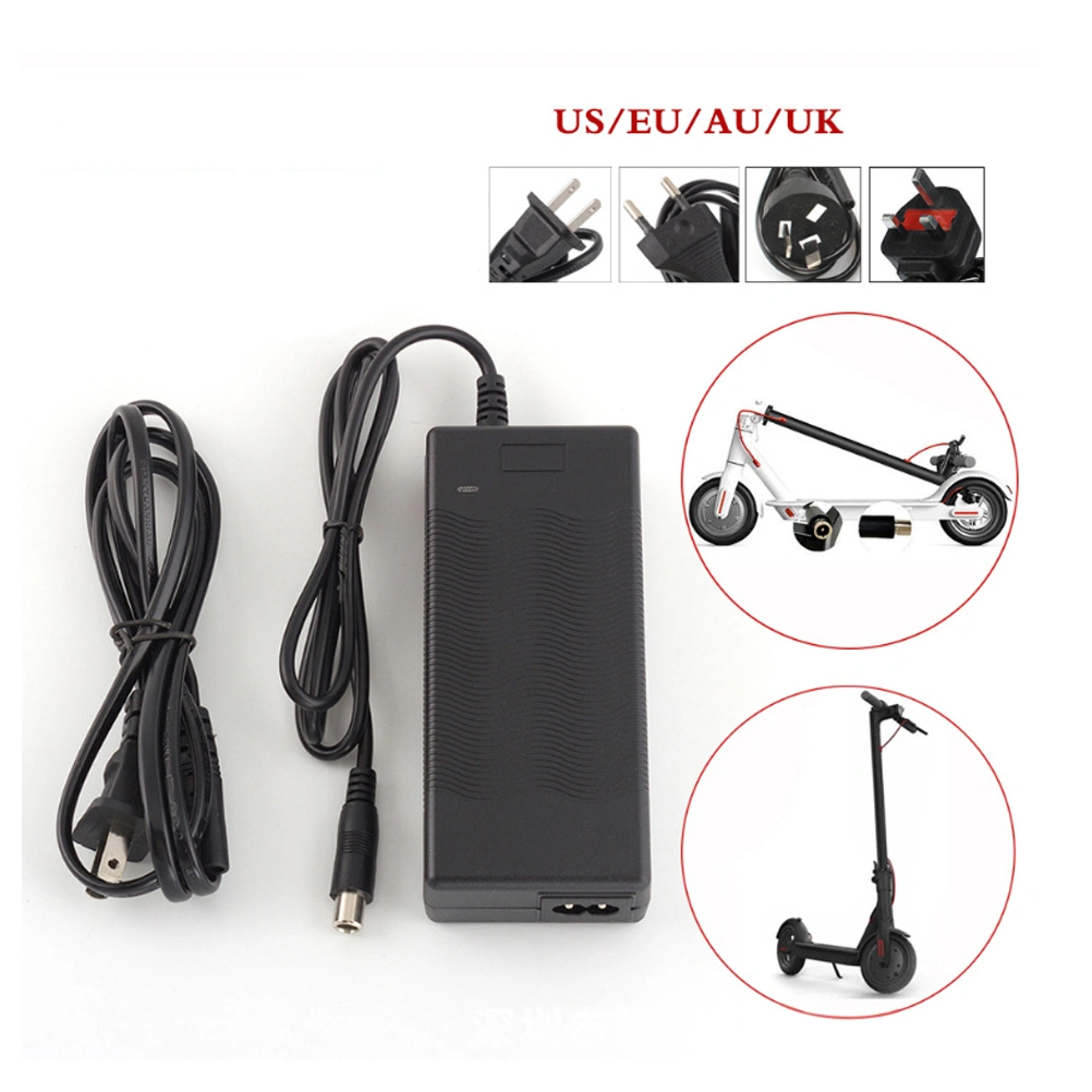 42V 2A Output 100-220V Input Scooter Charger Battery Adapter Power Supply Compatible for Xiaomi M365 Electric Scooter with US Plug (Black)