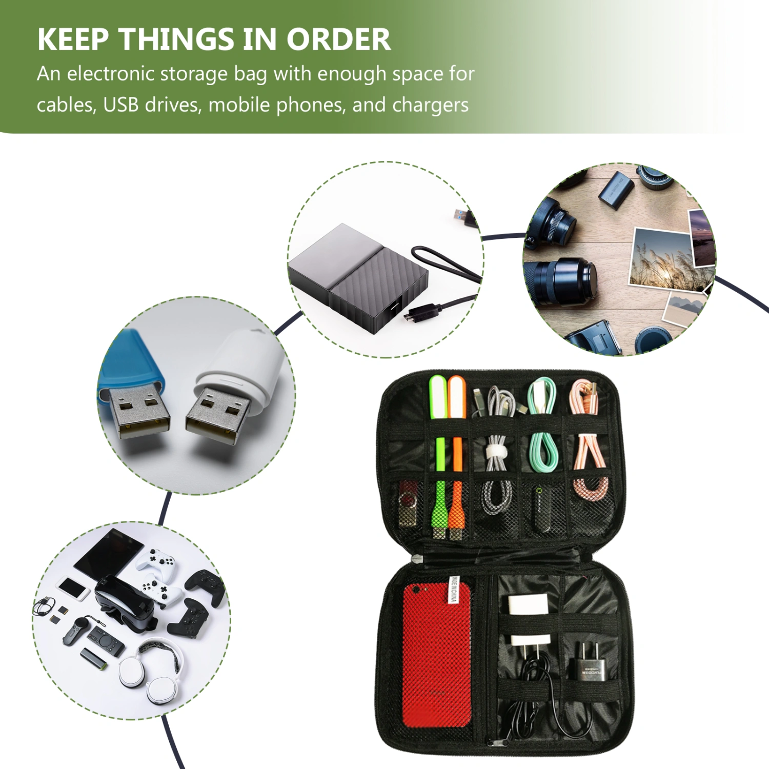 Electronics Accessories Pouch Earphones Data Cable U Disk Organizer Bag