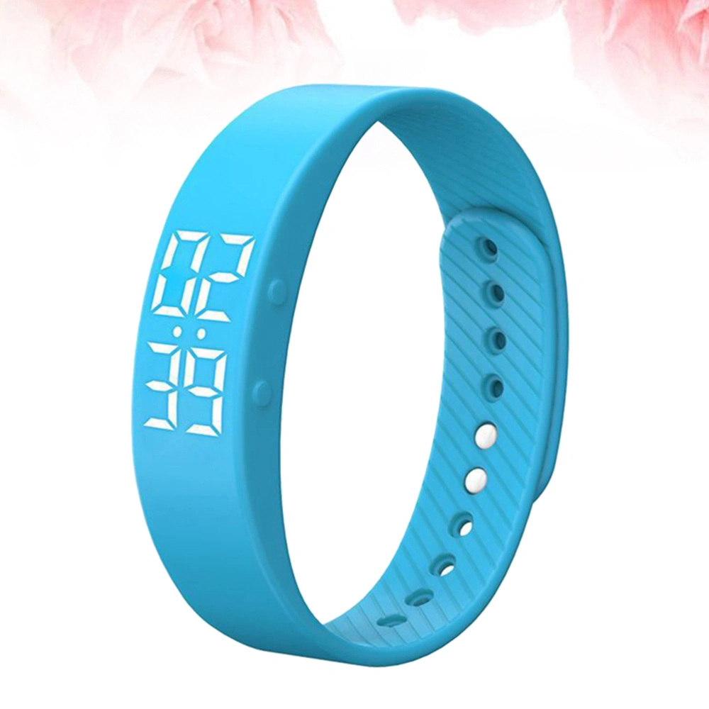 Intelligent LED Electronic Watch Silicone Smart Wrist Bracelet Adjustable Strap Simple Smart Bracelet (Blue)