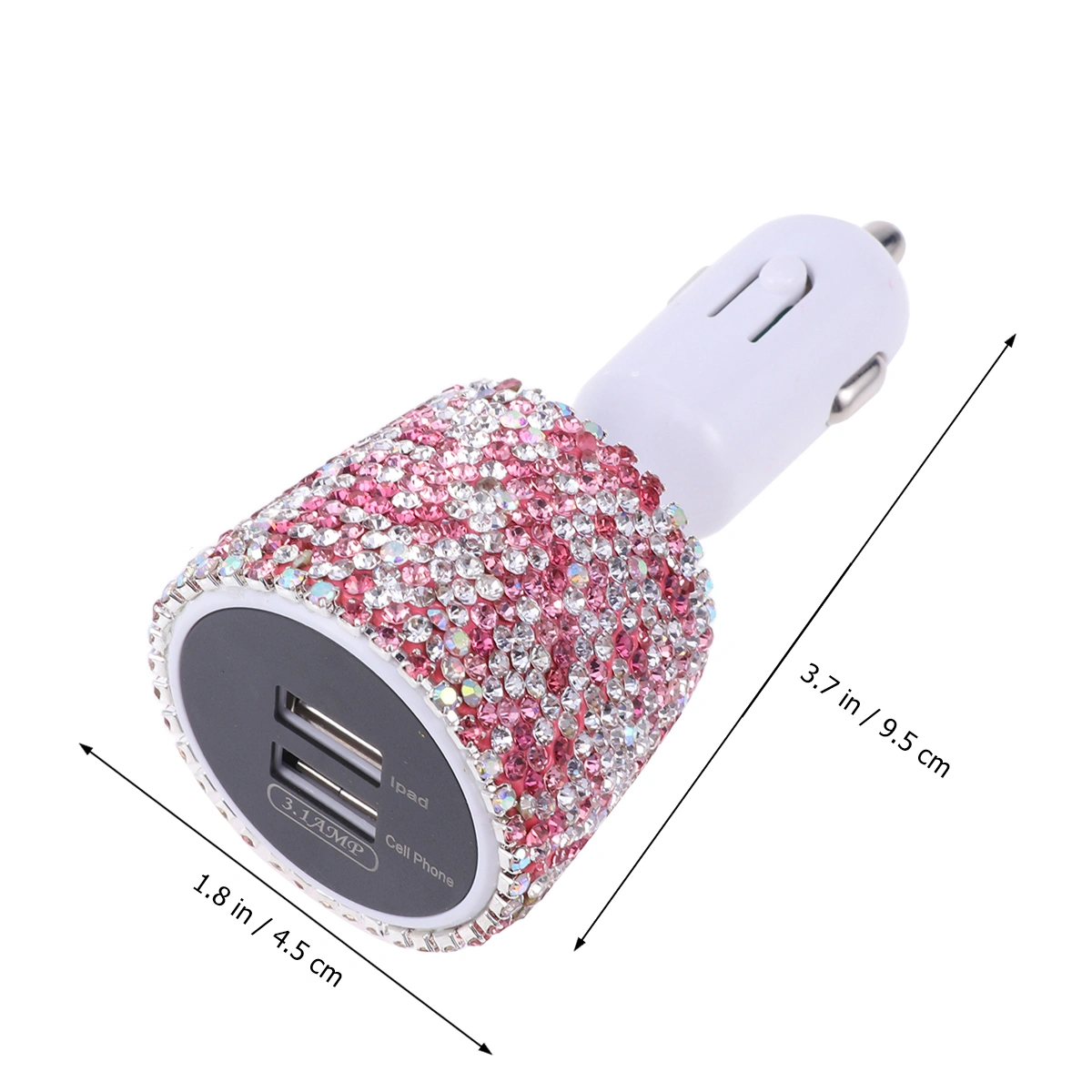 Dual USB Car Charger Adapter 3.1A Car Charger for Mobile Phone Charger Fast USB Type Car Phone Chargers with Pink Diamond