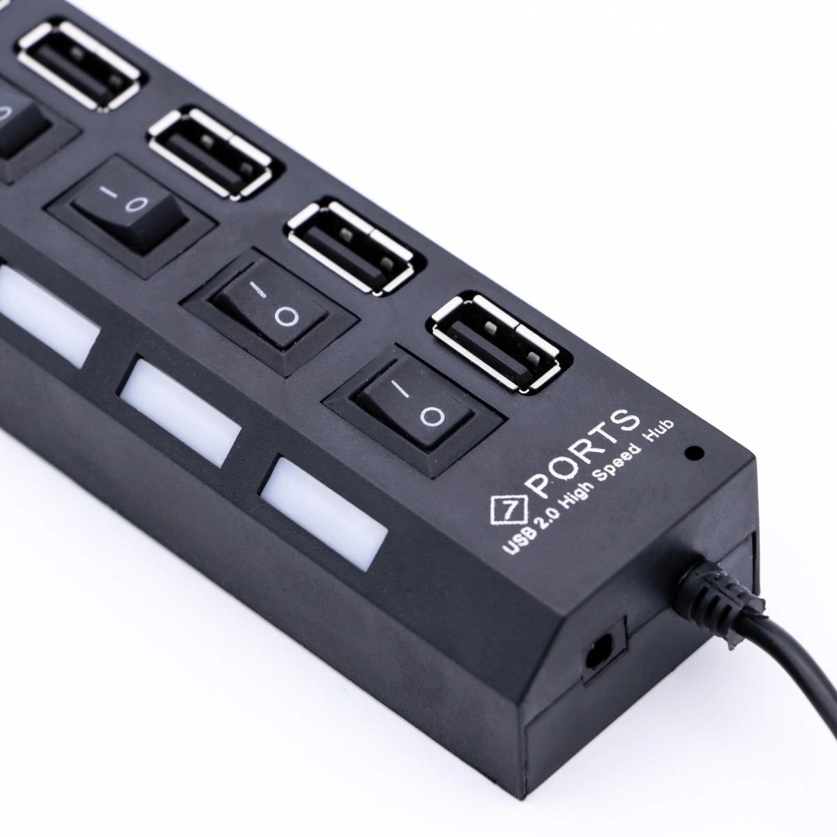 7 Ports USB 2.0 Hub Data Transfer with Individual Switches for PC Laptop (Black)