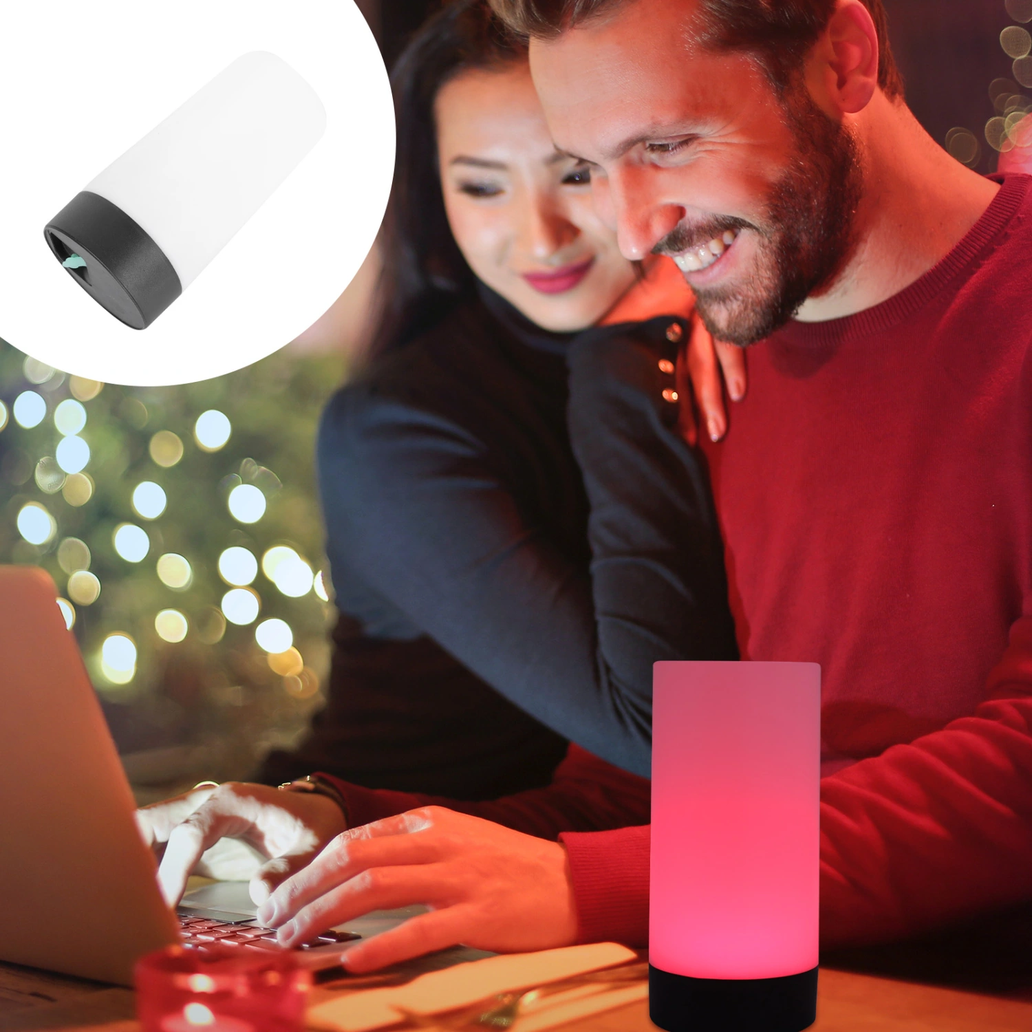 1pc Led Chargeable Bar Table Lamp Rechargeable Cylindrical Bar Table Lamp