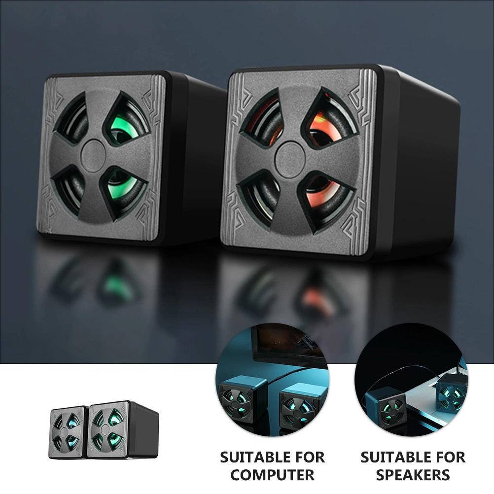 2 PCS Gaming Speaker Mini Wired Speaker RGB LED Computer Laptop Loudspeaker