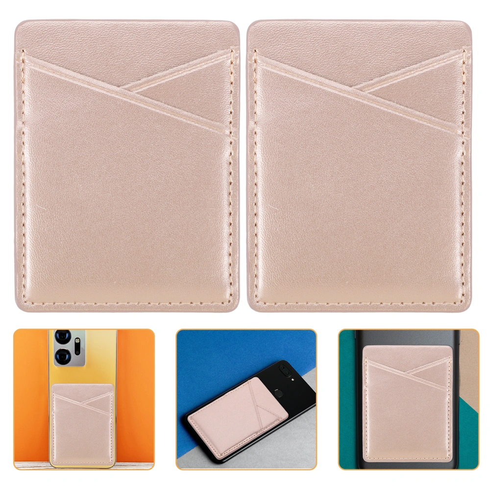 2pcs 2-slots Phone Back Card Holders PU Leather Mobile Phone Case Back Wallets