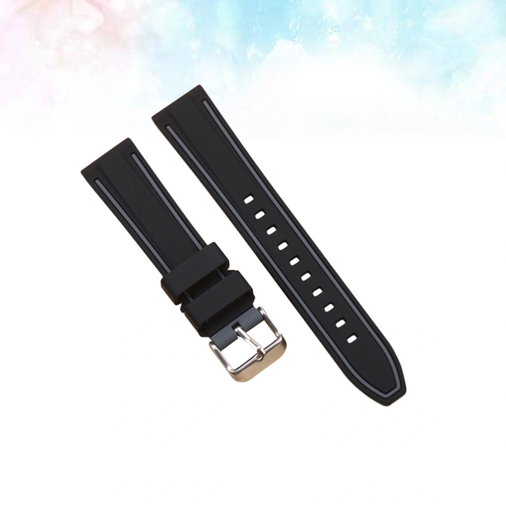 Silicone Watch Band Replacement Watchband Color Matching Watch Strap Compatible for S3 (26mm Black and Gray)