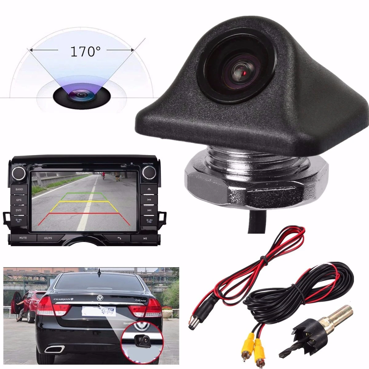 170 Degree Professional Car Rear View Camera Triangle Night Vision Reversing Auto Parking Monitor Waterproof Video