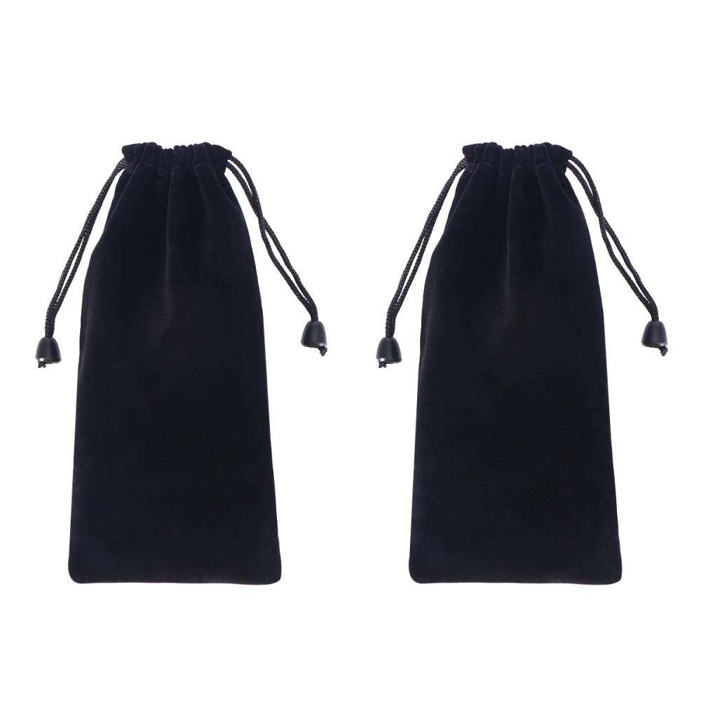 2Pcs Black Cloth Watch Storage Bag Jewelry Pouches Drawstring Bags