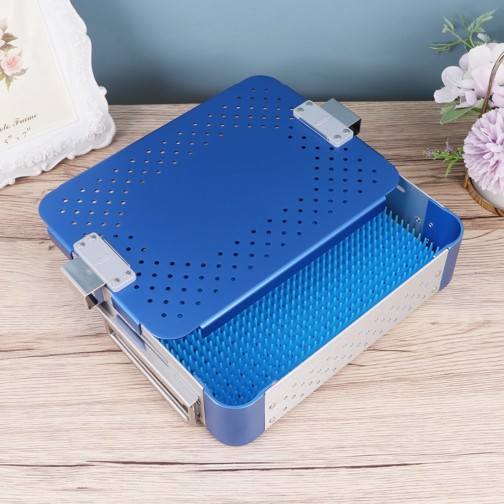 Metal Sterilization Container Shop Sterilization Box Disinfection Tray Protection Tools for Home Outdoor Outside (Blue)