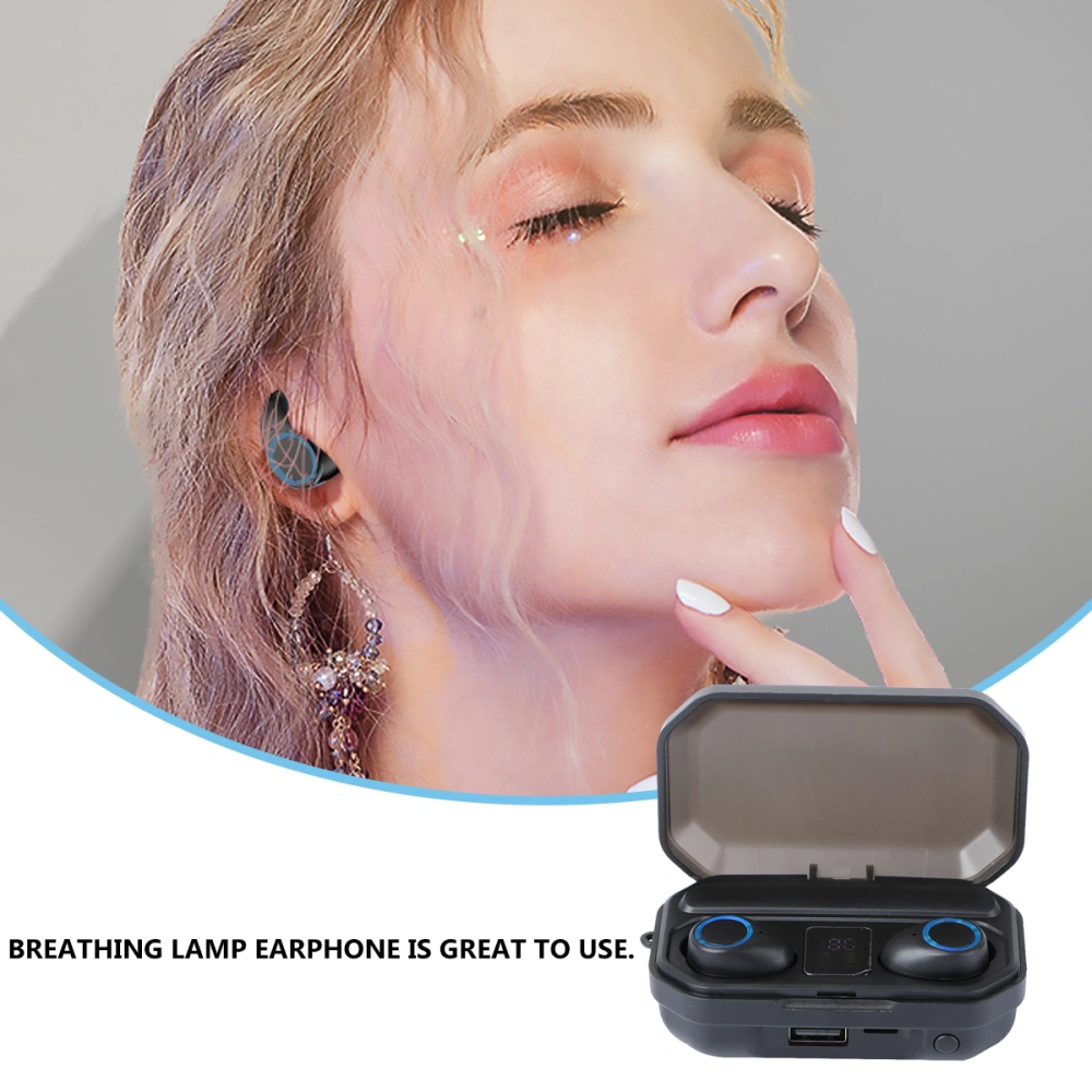 1 Pair 2200mAh Breathing Lamp Headphones Waterproof In-ear Earphone LED Power Display Headphones