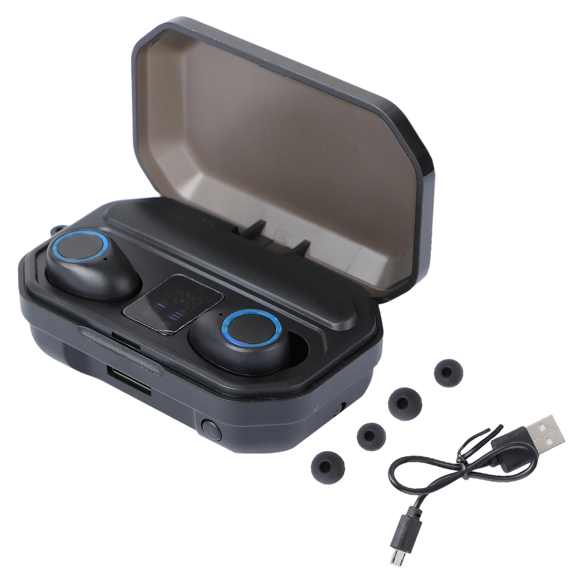 1 Pair 2200mAh Breathing Lamp Headphones Waterproof In-ear Earphone LED Power Display Headphones