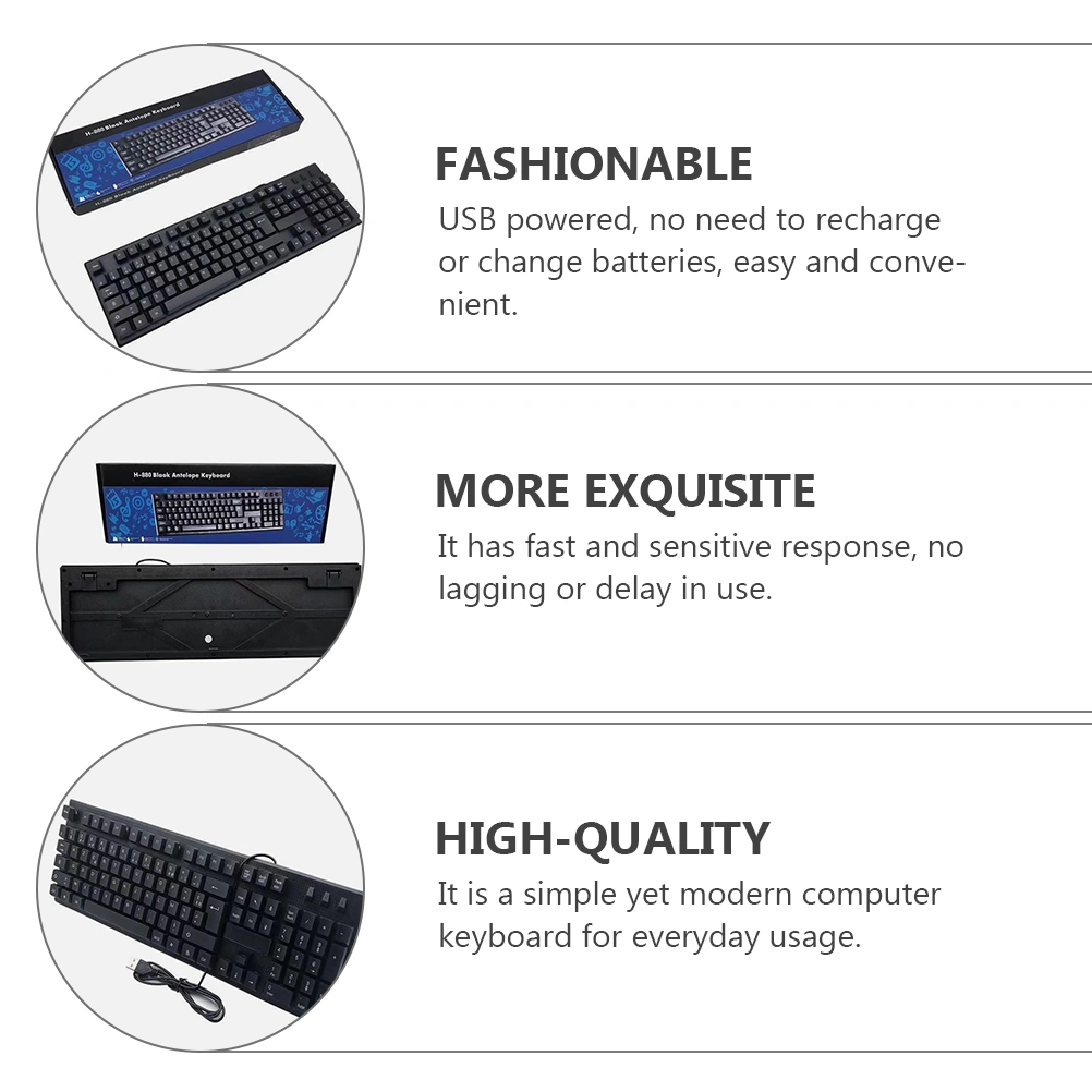 USB Wired Keyboard French Character Full Size Keyboard Computer Keyboard