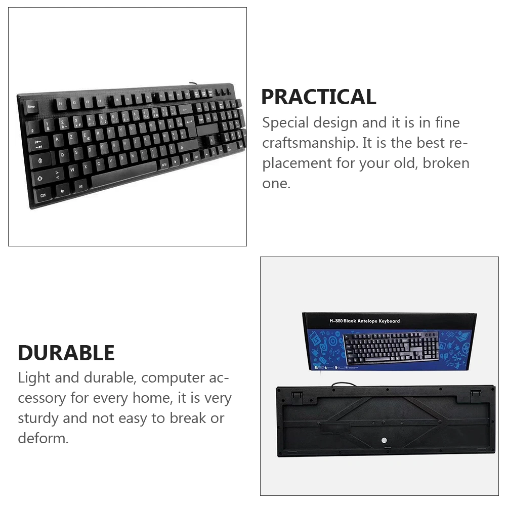 USB Wired Keyboard French Character Full Size Keyboard Computer Keyboard