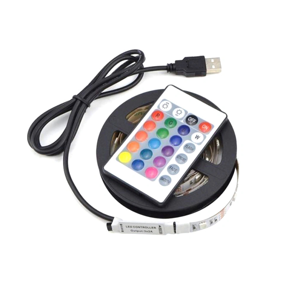 5V Waterproof SMD 5050 60 LEDs 2M RGB LED Strip Lights Set Flexible Tape Lights for Indoor Club Party Decoration with IR Remote Controller